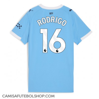 Camisa de time de futebol Manchester City Rodri Hernandez #16 Replicas 1º Equipamento Feminina 2025-26 Manga Curta Camisa de time de futebol Manchester City Rodri Hernandez #16 Replicas 1º Equipamento Feminina 2025-26 Manga Curta